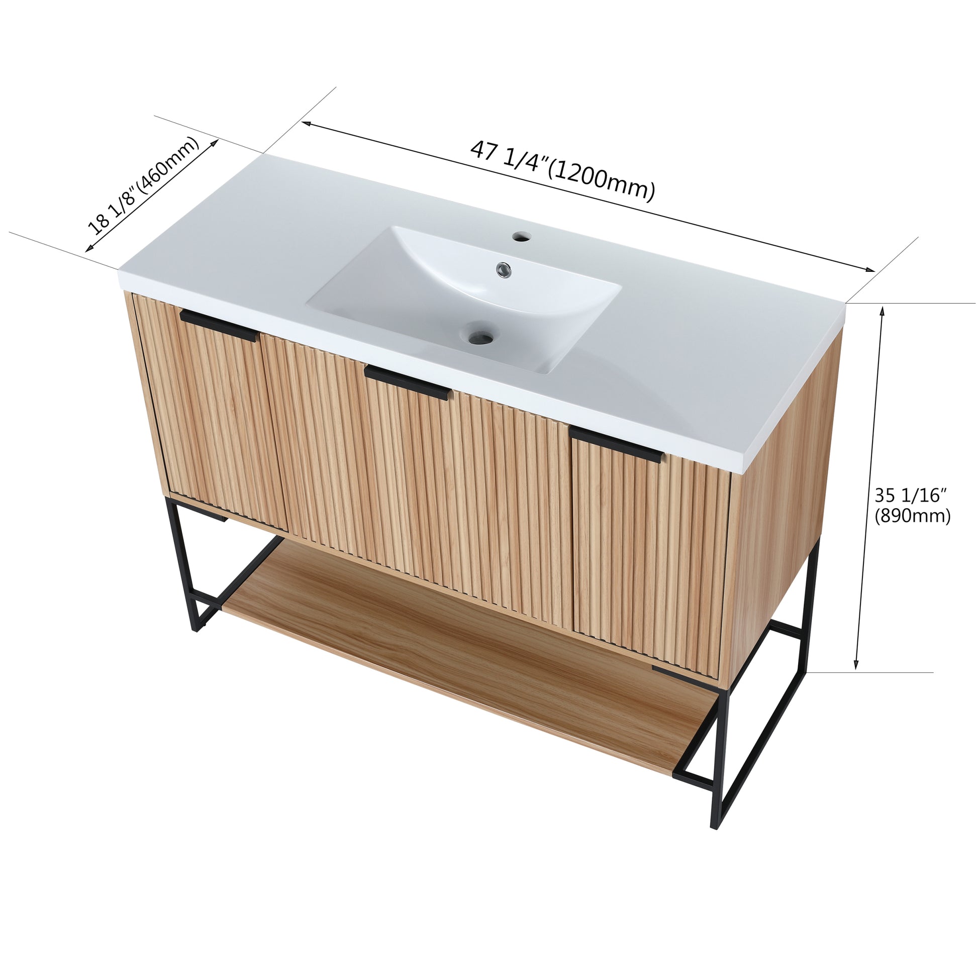 48 Inch Freestanding Bathroom Vanity With Resin Basin,48X18 Maple Freestanding Plywood