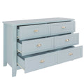 Drawer Dresser Bar Cabinet Side Cabinet,Buffet Sideboard,Buffet Service Counter,Solid Wood Frame,Plasticdoor Panel,Retroshell Handle,Applicable To Dining Room,Iving Room,Kitchen Corridor,Grayish Blue 5 Or More Drawers Grayish Blue Primary Living Space