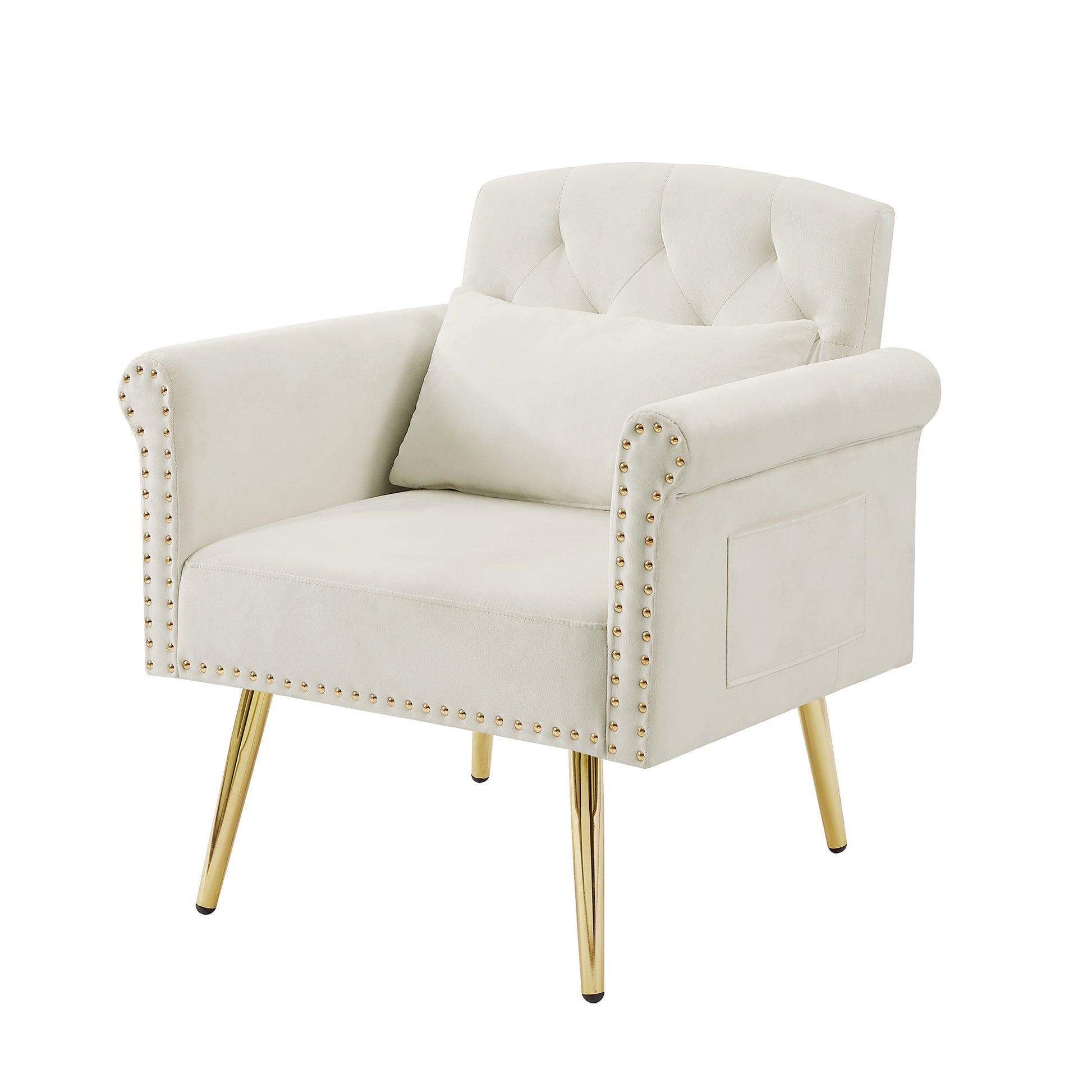 Off White Velvet Armchair With Metal Legs Off White Foam Velvet