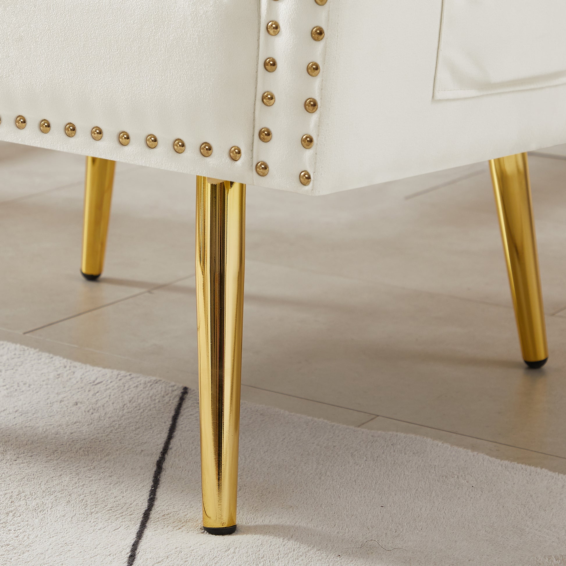 Off White Velvet Armchair With Metal Legs Off White Foam Velvet