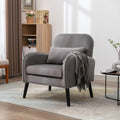 Accent Chair, Kd Solid Wood Legs With Black Painting. Fabric Cover The Seat. With A Cushion. Light Gray Foam Solid Wood