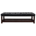 Wooden Base Upholstered Bench For Bedroom For Entryway Black Pu