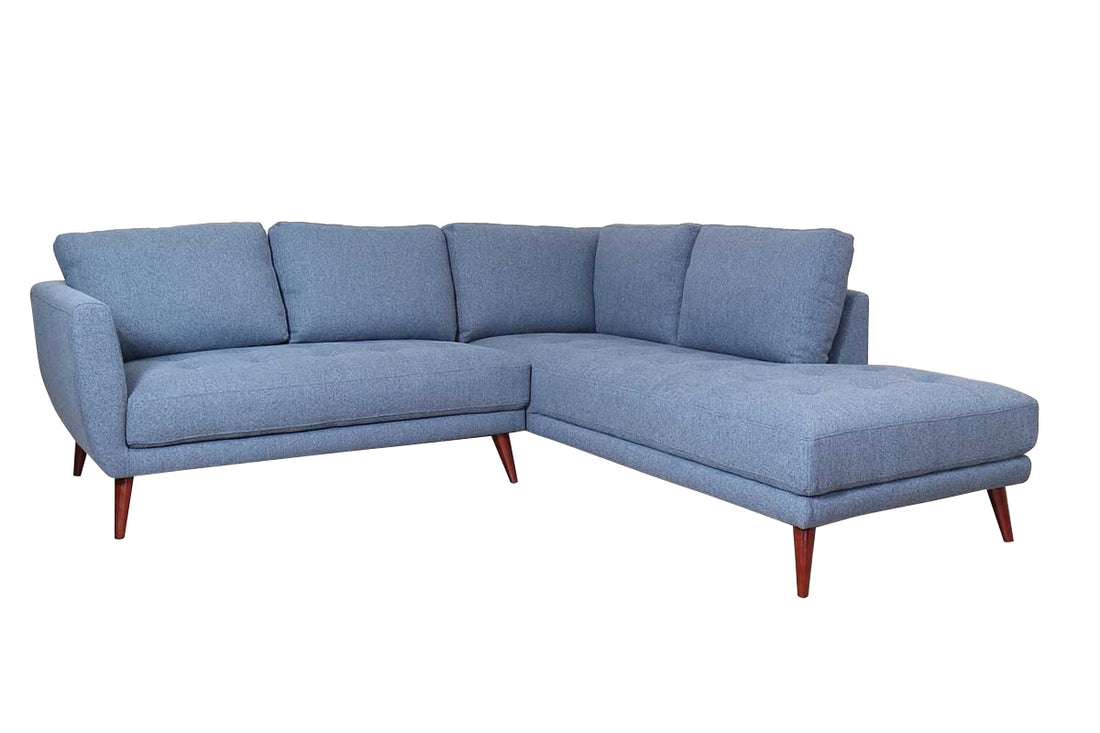 Casey Raf Sectional Denim Blue Blue Upholstered