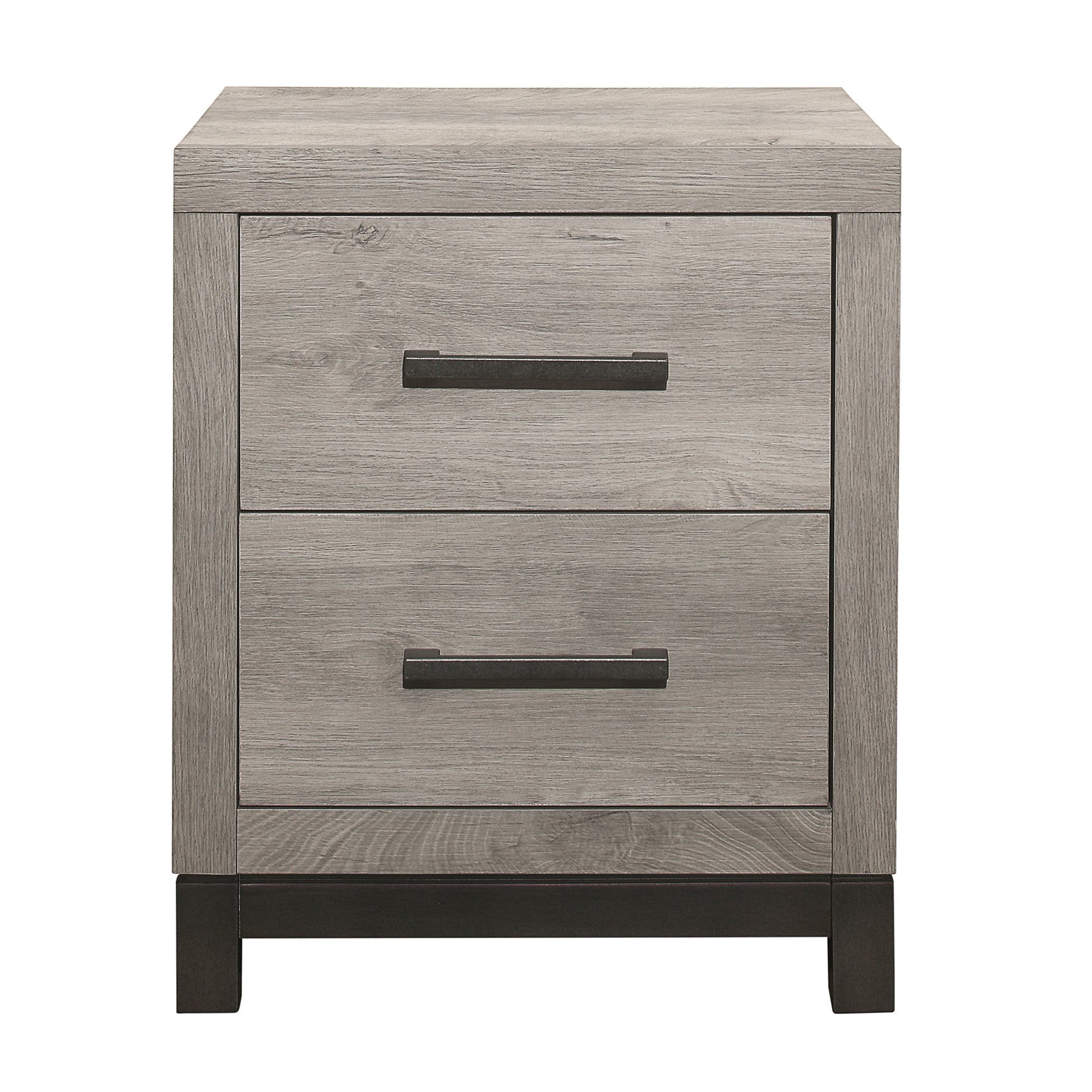 Attractive Gray Finish 1Pc Nightstand Of 2X Drawers Metal Bar Hardware Premium Melamine Board Wooden Bedroom Furniture Light Gray 2 Drawers Bedroom Wood