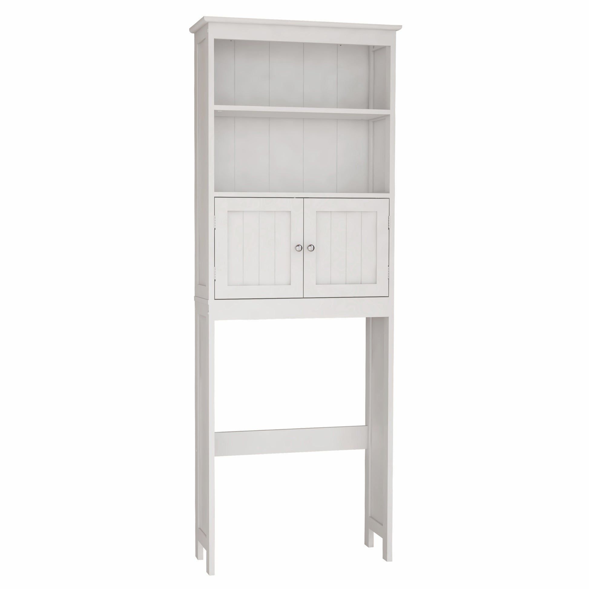 Over The Toilet Rack 2 Tier Toilet Bathroom Spacesaver Storage Shelf With 2 Doors Wood Storage Organizer Cabinet For Bathroom Freestanding Shelf White White Mdf