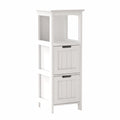 Bathroom Floor Cabinet With 2 Drawers And 1 Storage Shelf,Freestanding Wood Storage Organizer Cabinet White White Mdf