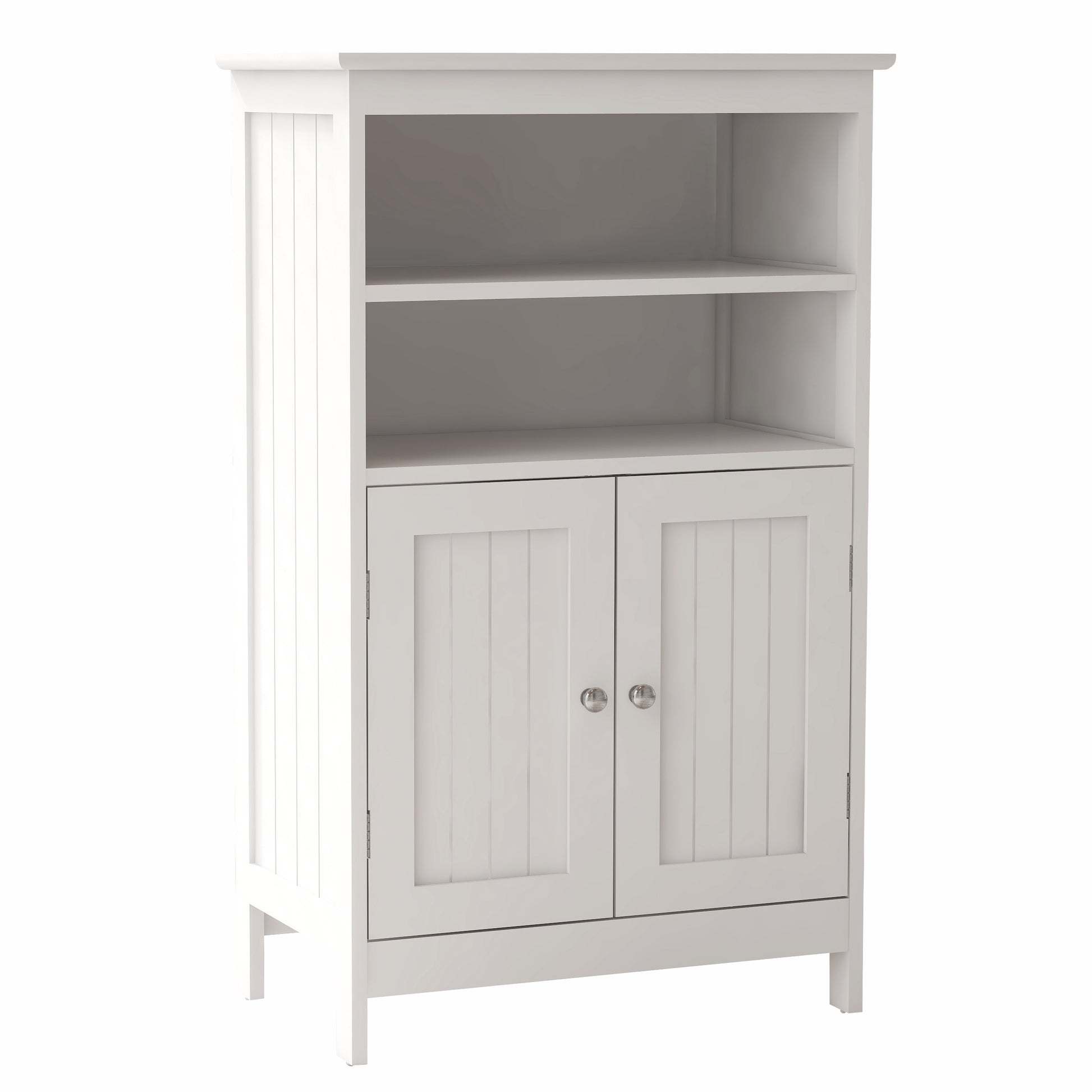 Bathroom Floor Cabinet Freestanding 2 Doors And 2 Shelfs Wood Storage Organizer Cabinet For Bathroom And Living Room White White Mdf