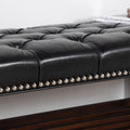Wooden Base Upholstered Bench For Bedroom For Entryway Black Pu