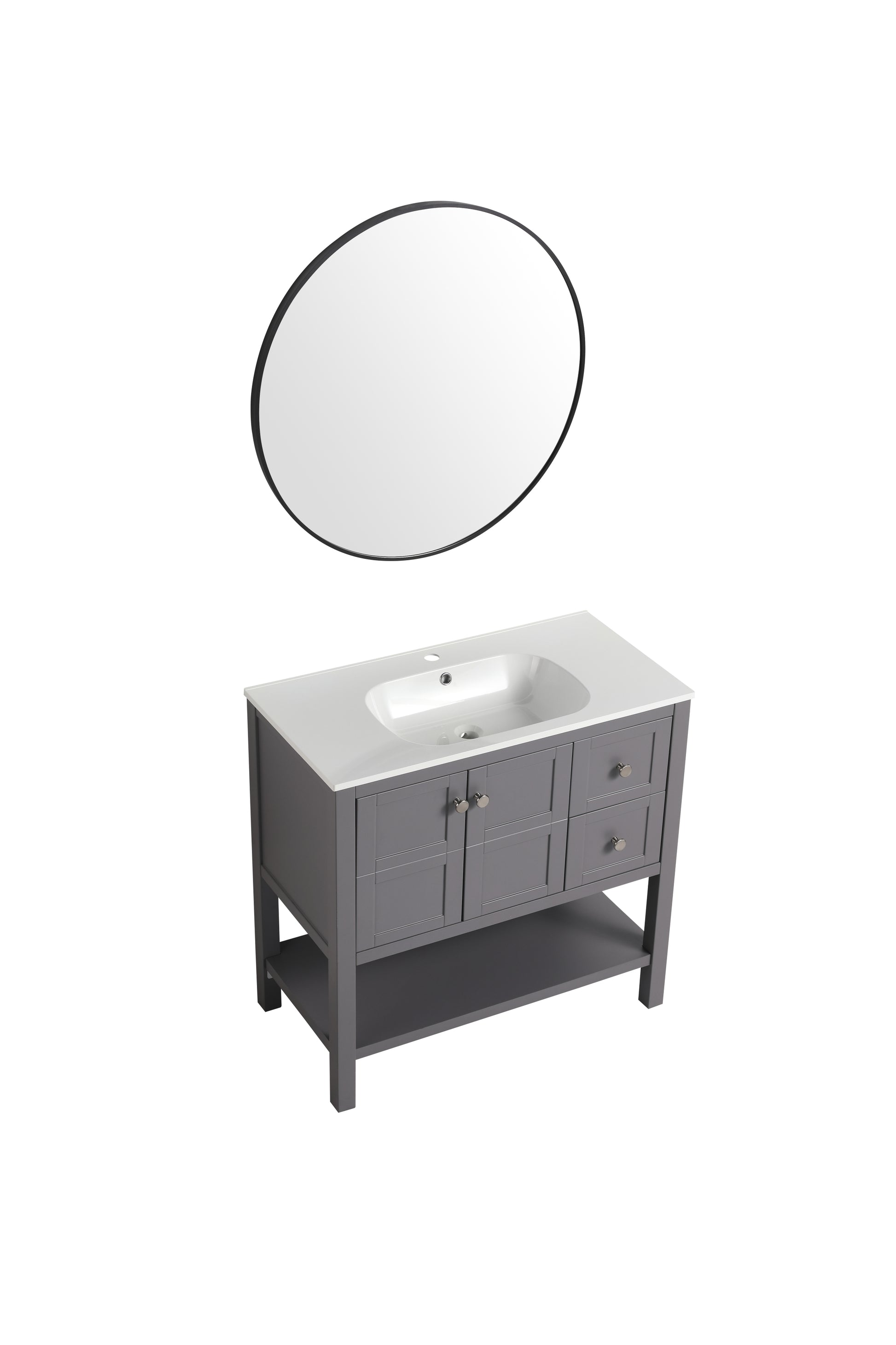 Bathroom Vanity With Soft Close Drawers and Gel 2-rock grey-2-soft close