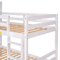 Twin Over Twin Bunk Beds With Bookcase Headboard, Solid Wood Bed Frame With Safety Rail And Ladder, Kids Teens Bedroom, Guest Room Furniture, Can Be Converted Into 2 Beds, White White Pine