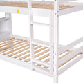 Twin Over Twin Bunk Beds With Bookcase Headboard, Solid Wood Bed Frame With Safety Rail And Ladder, Kids Teens Bedroom, Guest Room Furniture, Can Be Converted Into 2 Beds, White White Pine