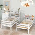 Twin Over Twin Bunk Beds With Bookcase Headboard, Solid Wood Bed Frame With Safety Rail And Ladder, Kids Teens Bedroom, Guest Room Furniture, Can Be Converted Into 2 Beds, White White Pine