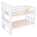 Twin Over Twin Bunk Beds With Bookcase Headboard, Solid Wood Bed Frame With Safety Rail And Ladder, Kids Teens Bedroom, Guest Room Furniture, Can Be Converted Into 2 Beds, White White Pine