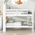 Twin Over Twin Bunk Beds With Bookcase Headboard, Solid Wood Bed Frame With Safety Rail And Ladder, Kids Teens Bedroom, Guest Room Furniture, Can Be Converted Into 2 Beds, White White Pine