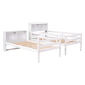 Twin Over Twin Bunk Beds With Bookcase Headboard, Solid Wood Bed Frame With Safety Rail And Ladder, Kids Teens Bedroom, Guest Room Furniture, Can Be Converted Into 2 Beds, White White Pine