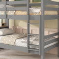 Twin Over Twin Bunk Beds With Bookcase Headboard, Solid Wood Bed Frame With Safety Rail And Ladder, Kids Teens Bedroom, Guest Room Furniture, Can Be Converted Into 2 Beds, Grey Twin Grey Pine