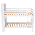 Twin Over Twin Bunk Beds With Bookcase Headboard, Solid Wood Bed Frame With Safety Rail And Ladder, Kids Teens Bedroom, Guest Room Furniture, Can Be Converted Into 2 Beds, White White Pine