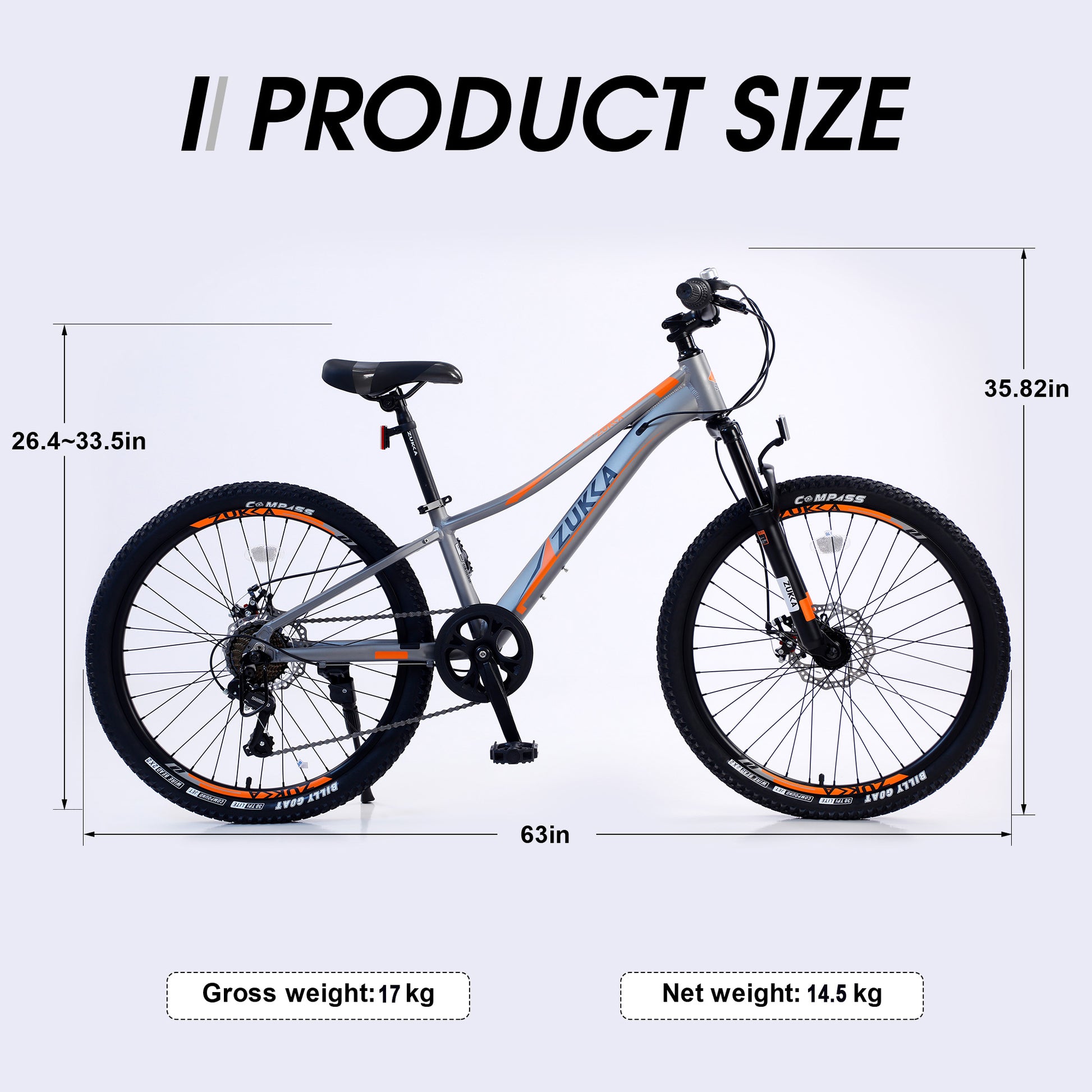 Mountain Bike For Girls And Boys Mountain 24 Inch Shimano 7 Speed Bike Grey Aluminium