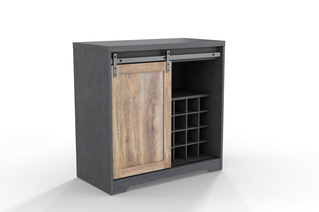 Wine Cabinet For Living Room, Dining Room Black Particle Board