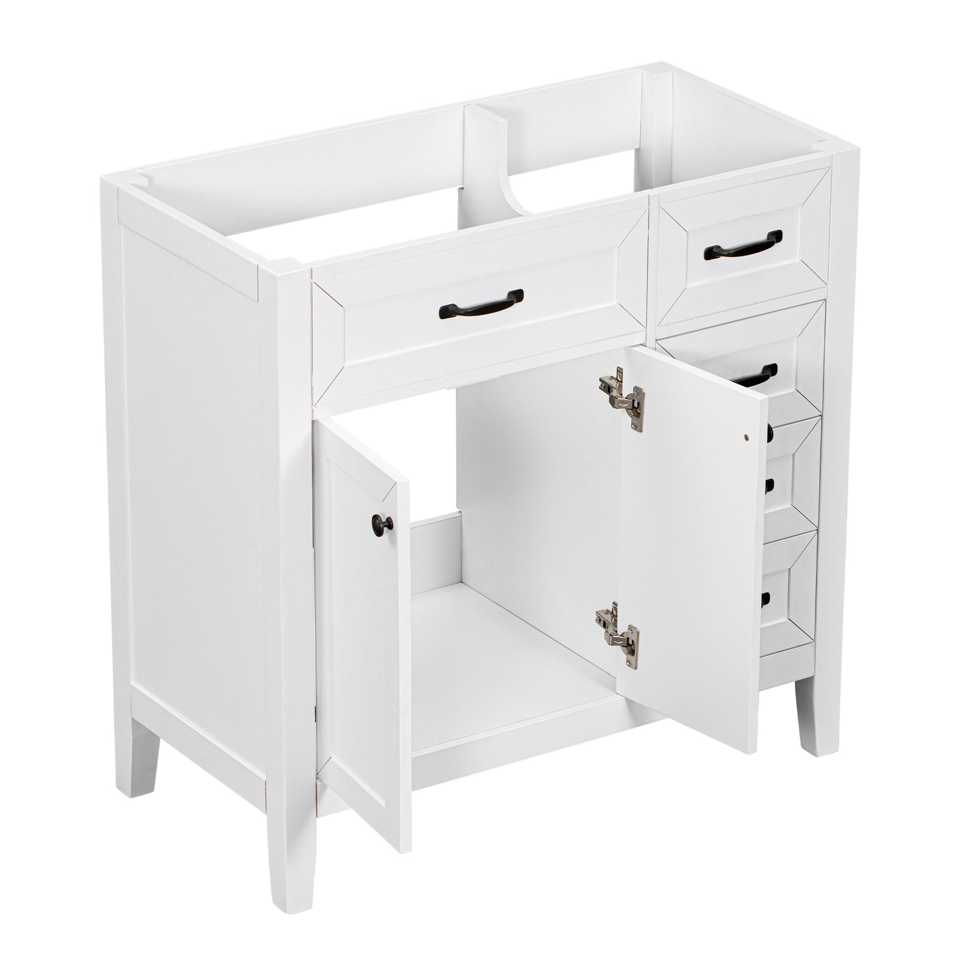 36" Bathroom Vanity Without Sink, Cabinet Base Only, Bathroom Cabinet With Drawers, Solid Frame And Mdf Board, White White Solid Wood Mdf