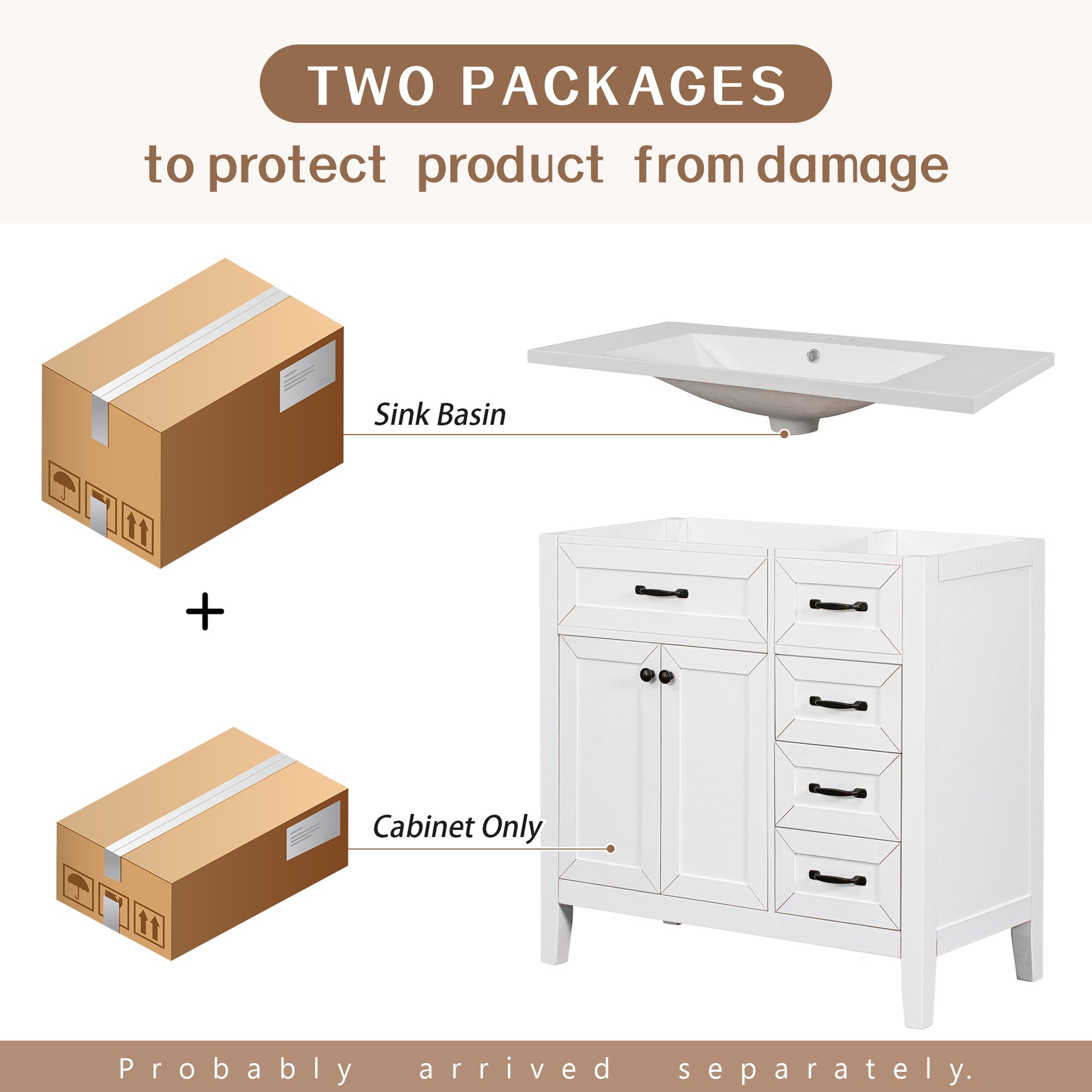 36" Bathroom Vanity With Sink Combo, White Bathroom Cabinet With Drawers, Solid Frame And Mdf Board Old Sku:Jl000007Aak White Solid Wood Mdf