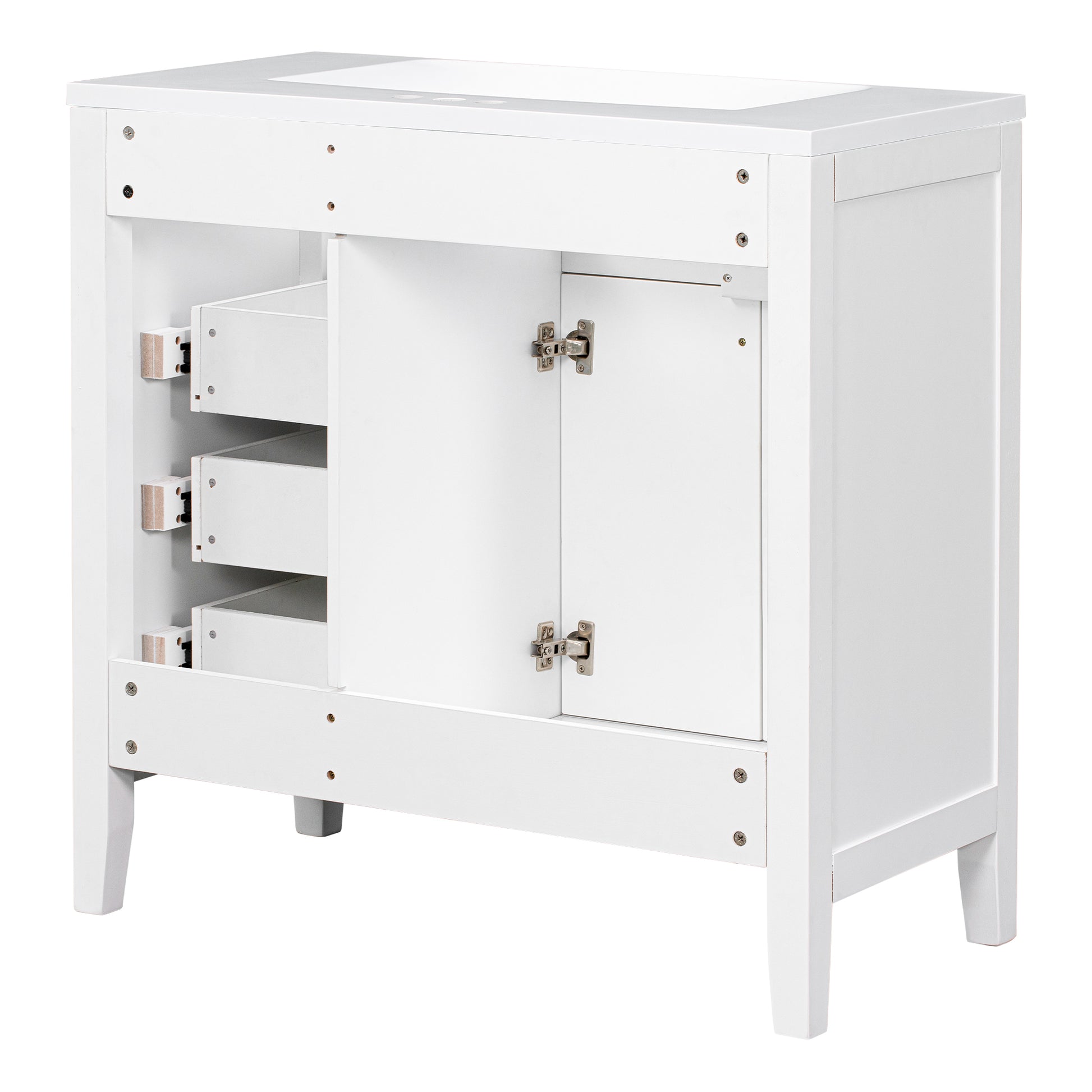36" Bathroom Vanity With Sink Combo, White Bathroom Cabinet With Drawers, Solid Frame And Mdf Board Old Sku:Jl000007Aak White Solid Wood Mdf