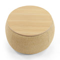 Round Storage Ottoman, 2 In 1 Function, Work As End Table And Ottoman, Natural 25.5