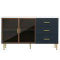 Modern Sideboard MDF Buffet Cabinet Marble navy blue-mdf+glass