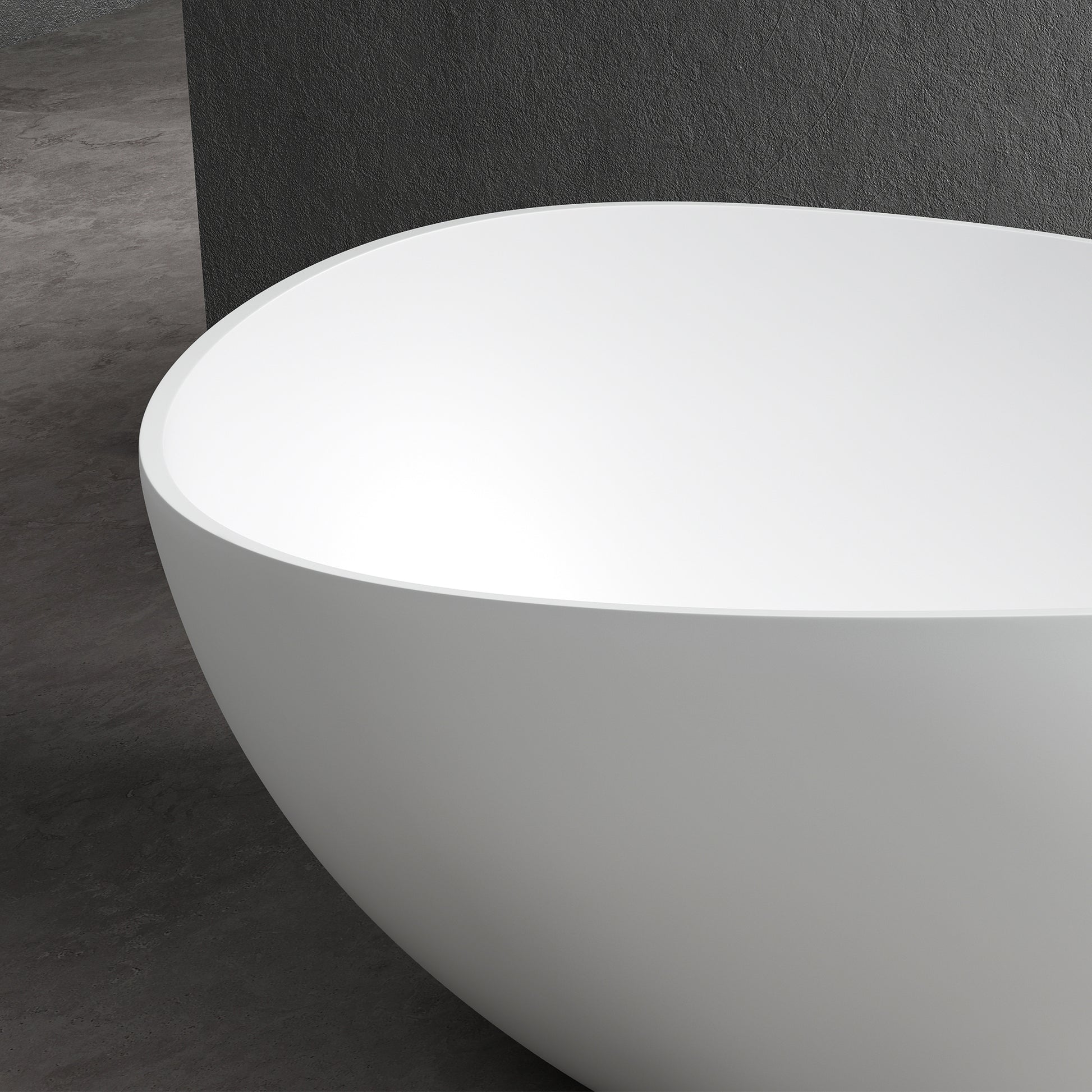 63Inch Solid Surface Bathtub For Bathroom White Oval Bathroom Freestanding Tubs Matte 61 69 In Modern Soaking Center Solid Surface Solid Surface