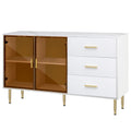 Modern Sideboard MDF Buffet Cabinet Marble white-mdf+glass
