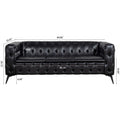 84.06 Inch Width Traditional Square Arm Removable Cushion 3 Seater Sofa Black Foam Pu