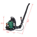 2 Stroke Backpack Leaf Blower,Gas 63.3Cc,3.6Hp 750Cfm Green Plastic