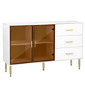 Modern Sideboard MDF Buffet Cabinet Marble white-mdf+glass