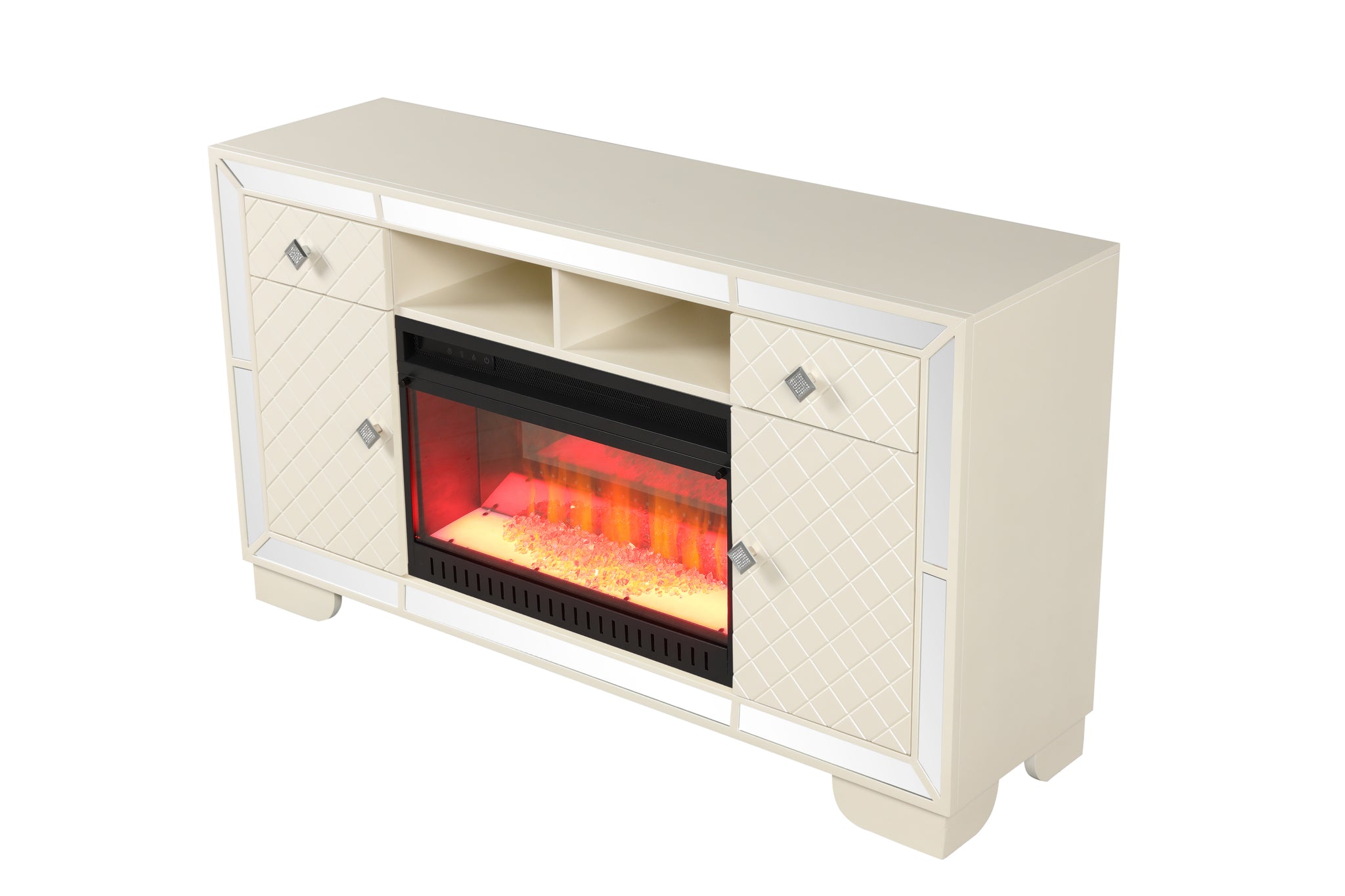 Madison TV Stand With Electric Fireplace in Beige electric-beige-primary living