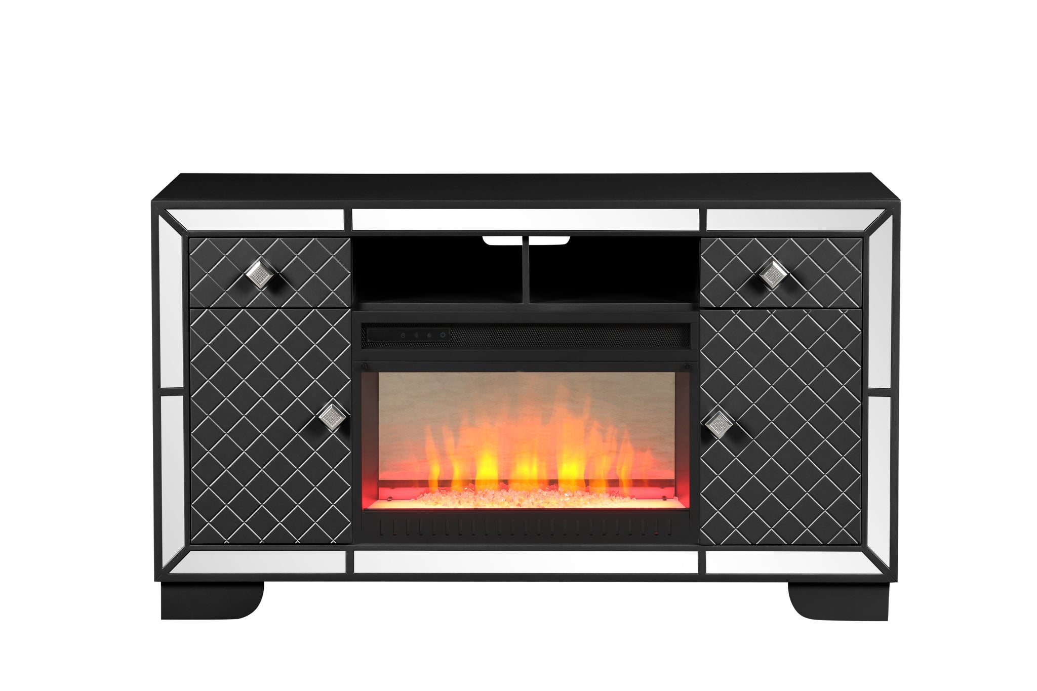 Madison TV Stand With Electric Fireplace in Black 60-70-black-400-primary living