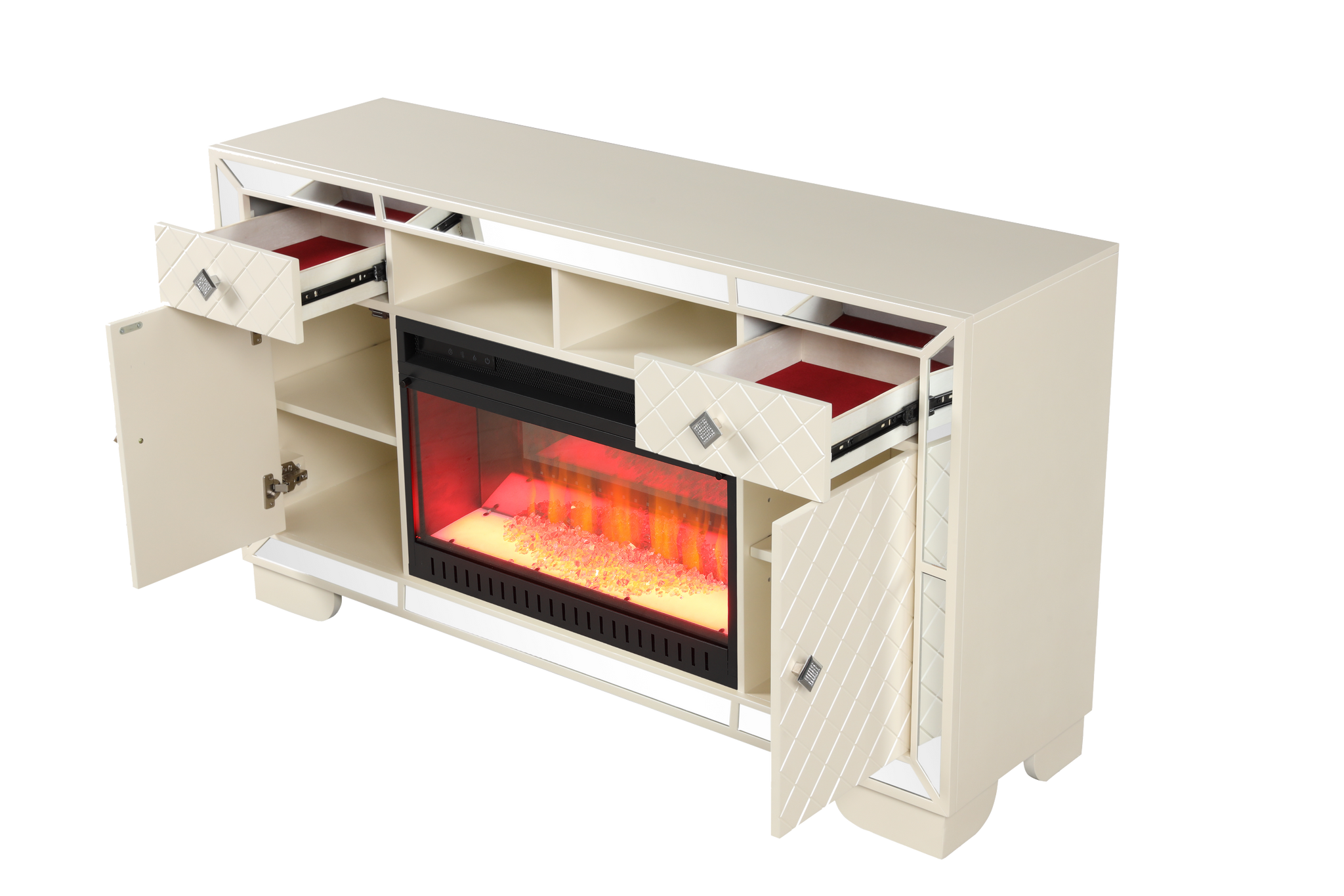Madison TV Stand With Electric Fireplace in Beige electric-beige-primary living