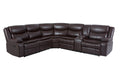 L Shapeleather Manual Reclining Sectional Sofa Set, Brown Brown Foam Leather 5 Seat