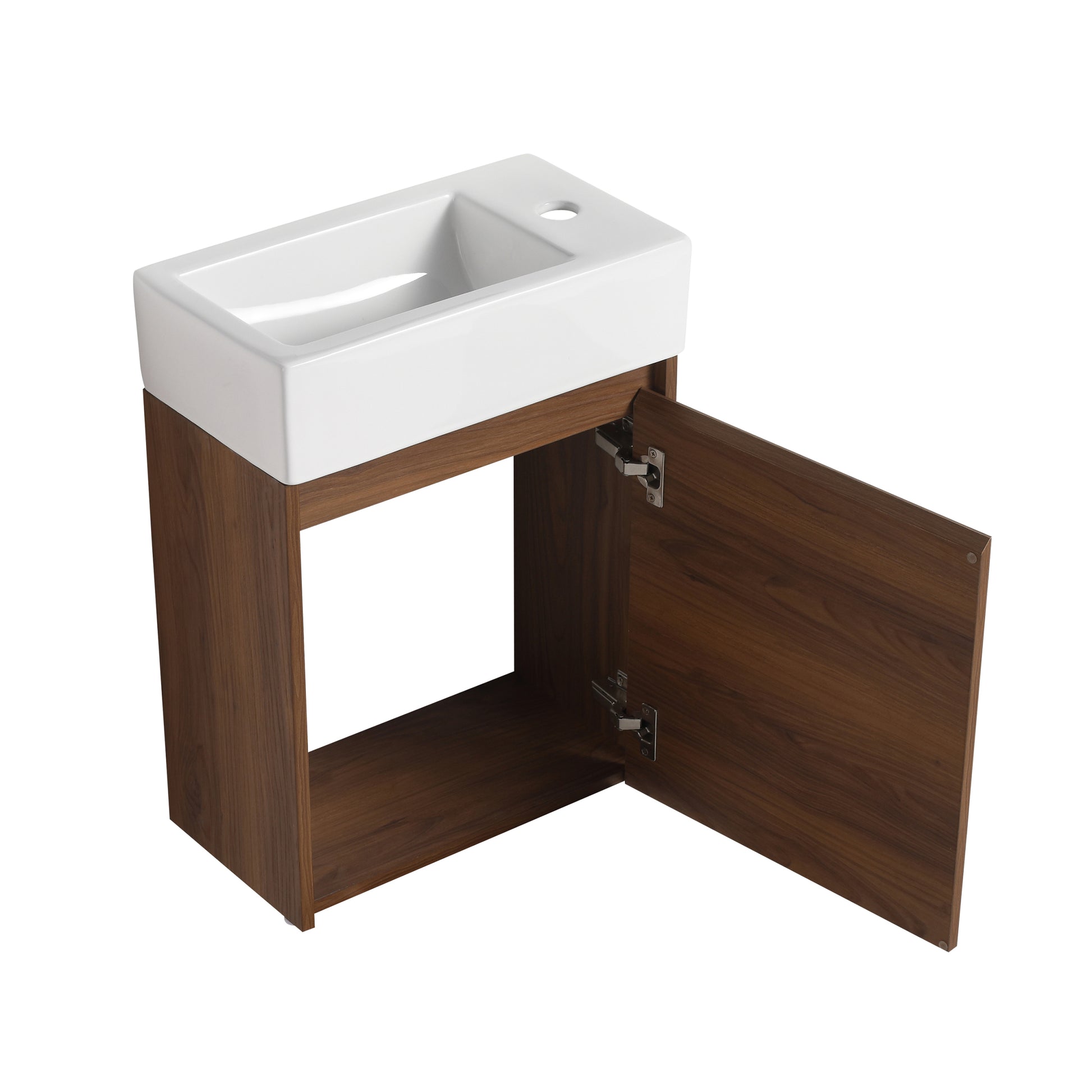 18 Inch Floating Small Bathroom Vanity With Single brown ebony-plywood