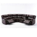 L Shapeleather Manual Reclining Sectional Sofa Set, Brown Brown Foam Leather 5 Seat