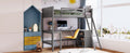 Twin Size Loft Bed With Shelves And Desk, Wooden Loft Bed With Desk Gray Old Sku:Lt000537Aae Twin Gray Solid Wood