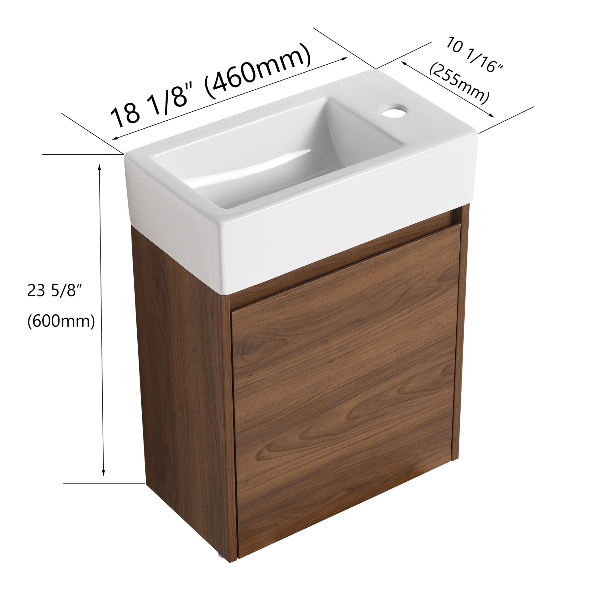 18 Inch Floating Small Bathroom Vanity With Single brown ebony-plywood