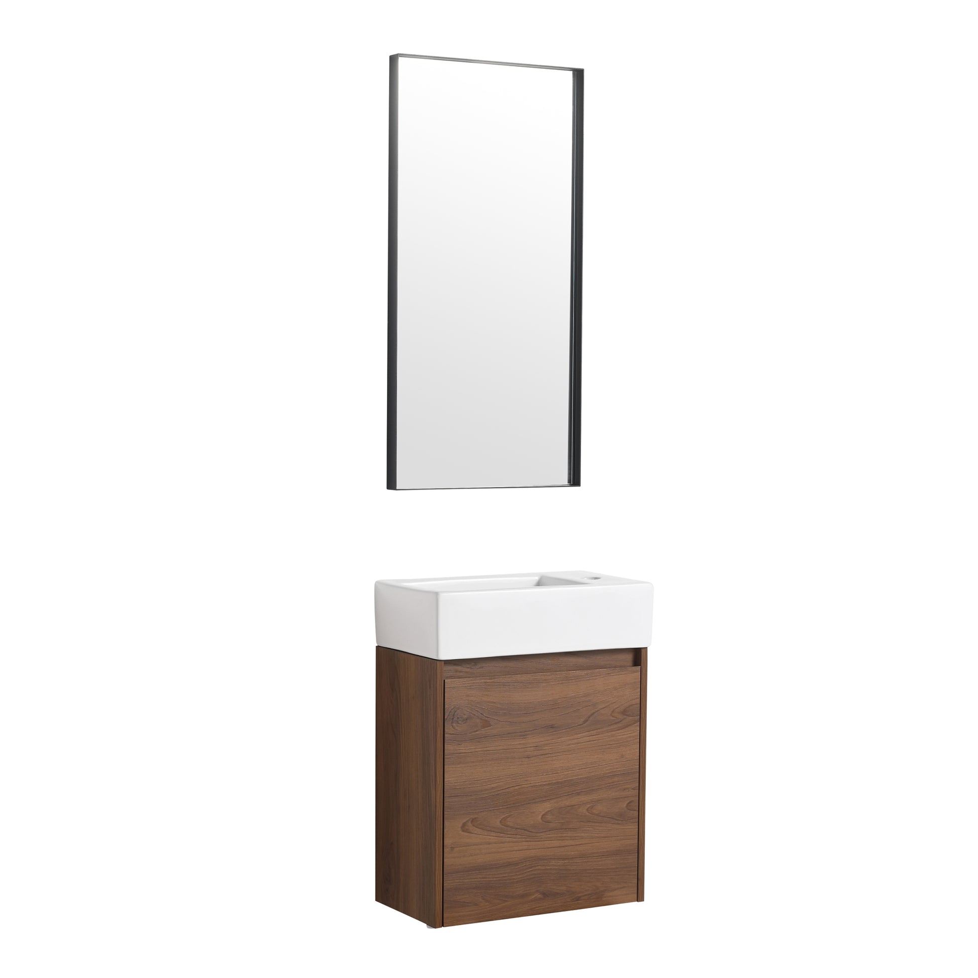 18 Inch Floating Small Bathroom Vanity With Single brown ebony-plywood