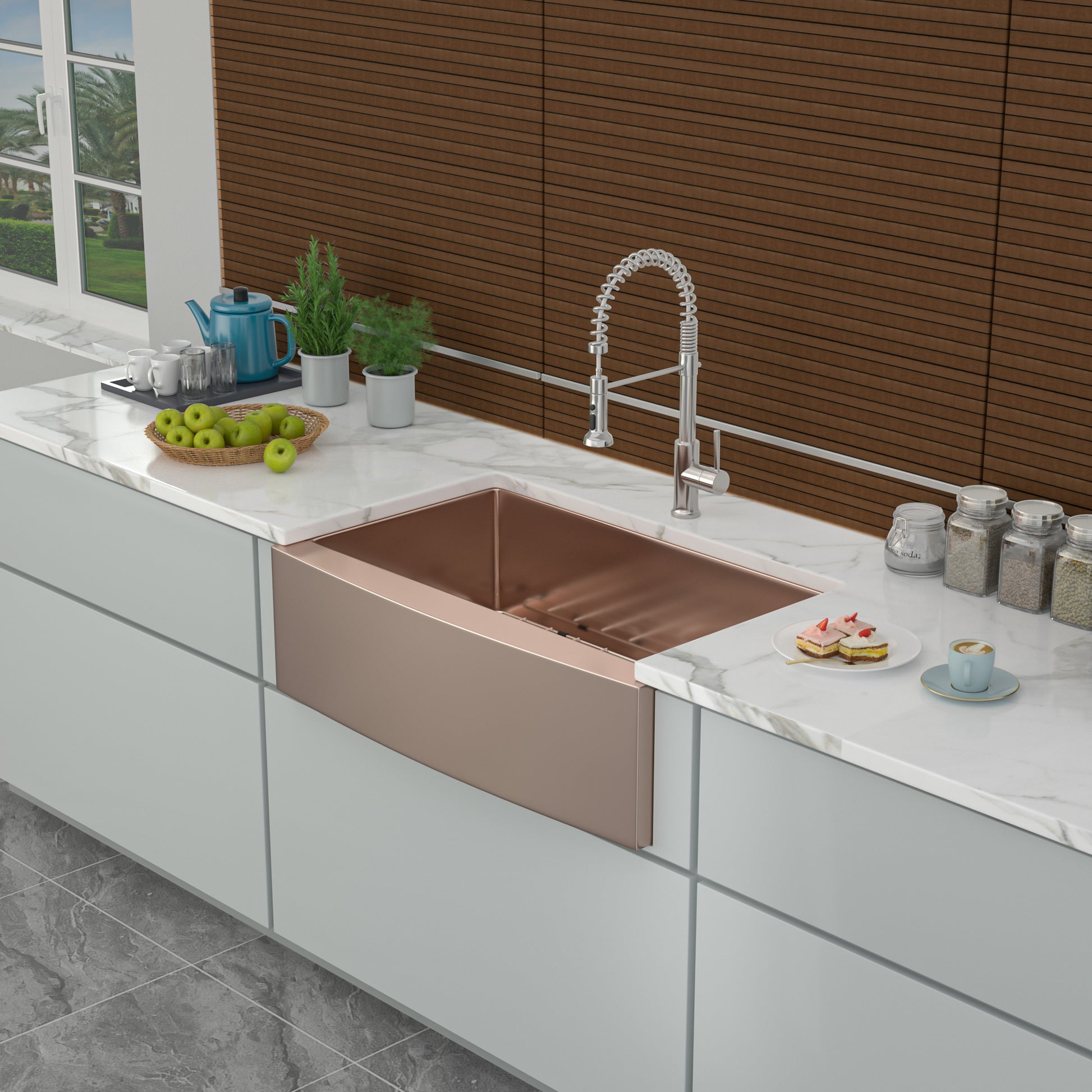 30 Rose Gold Farmhouse Sink 30 Inch Kitchen Sink Stainless Steel 16 Gauge Apron Front Kitchen Sink Rose Gold Stainless Steel