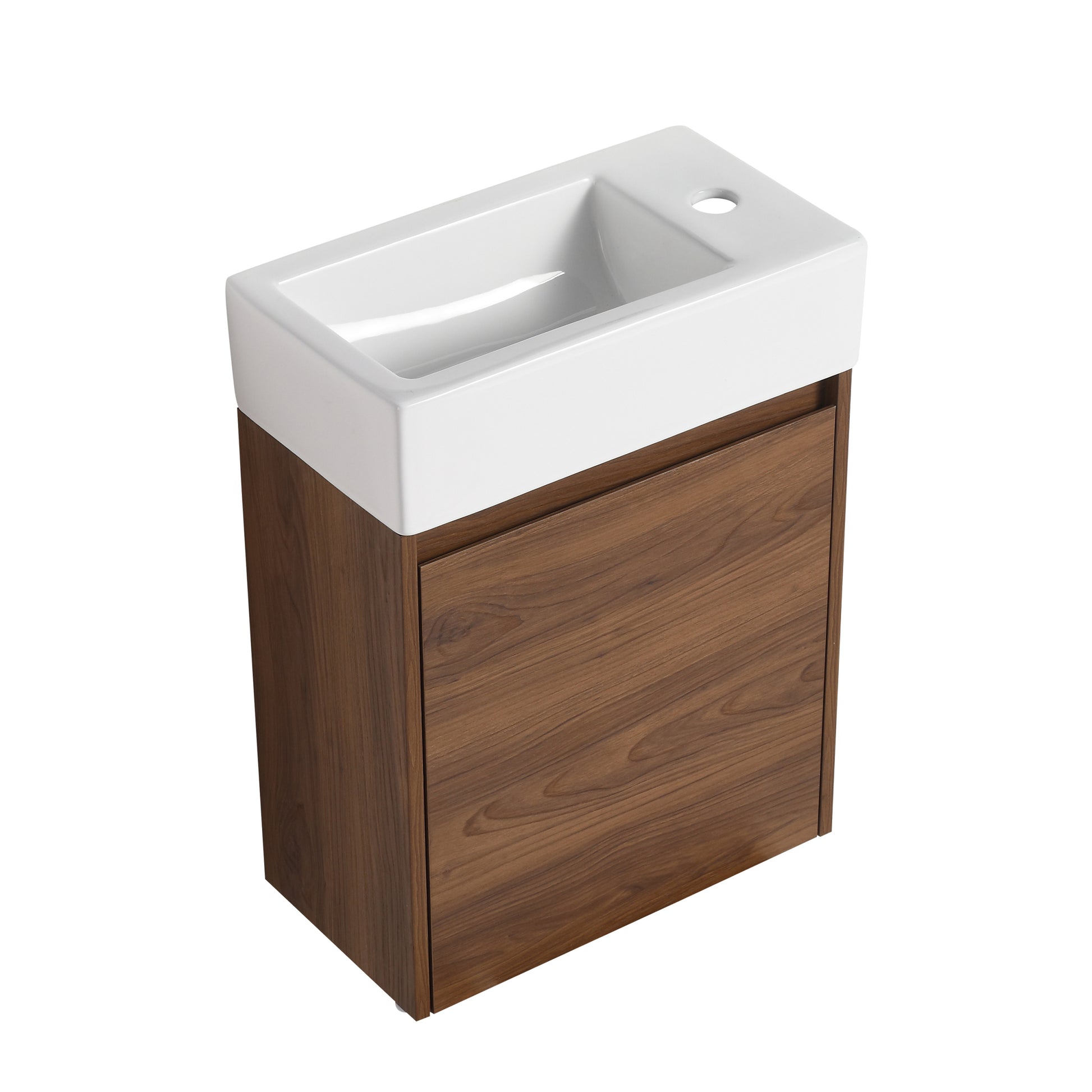 18 Inch Floating Small Bathroom Vanity With Single brown ebony-plywood