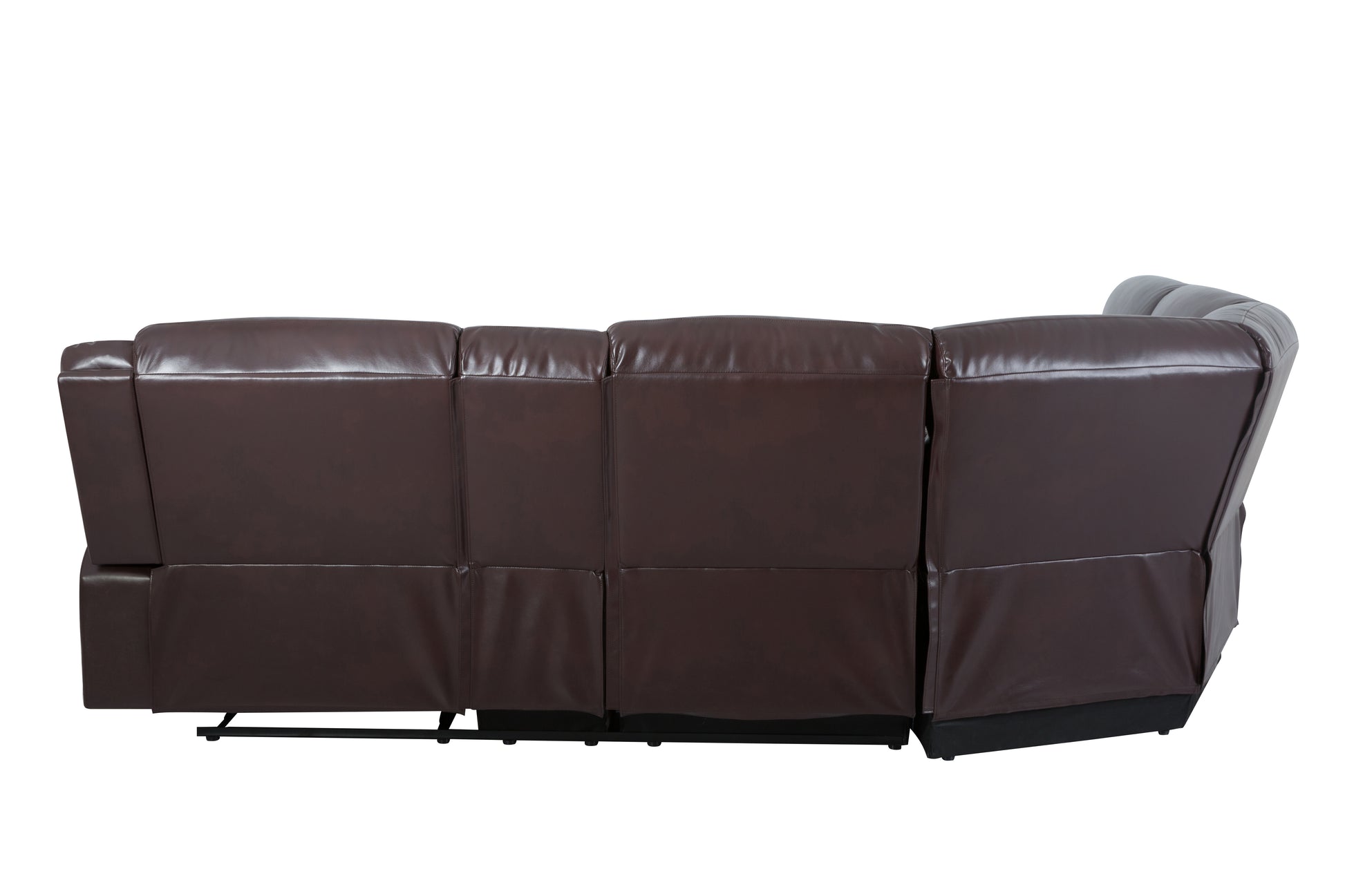 L Shapeleather Manual Reclining Sectional Sofa Set, Brown Brown Foam Leather 5 Seat