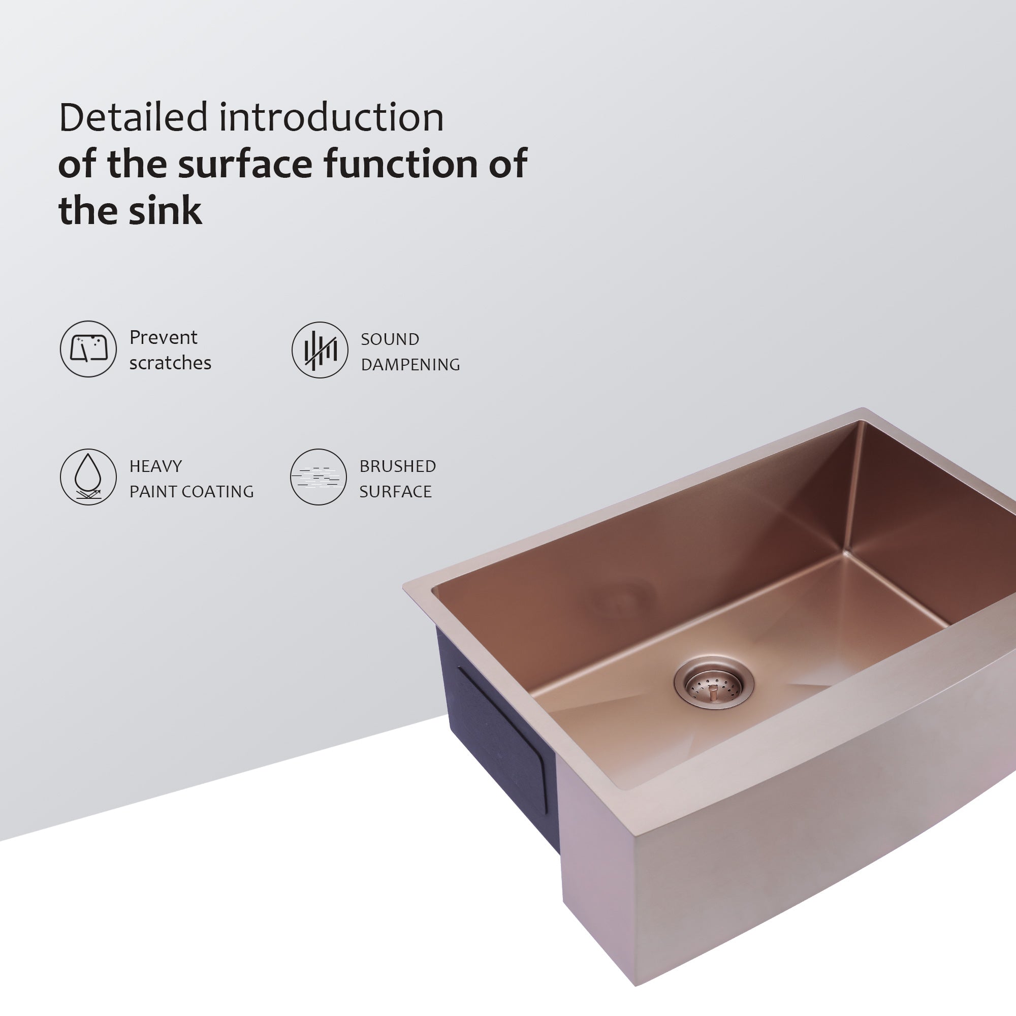 36 Rose Gold Farmhouse Sink 36 Inch Kitchen Sink Stainless Steel 16 Ga