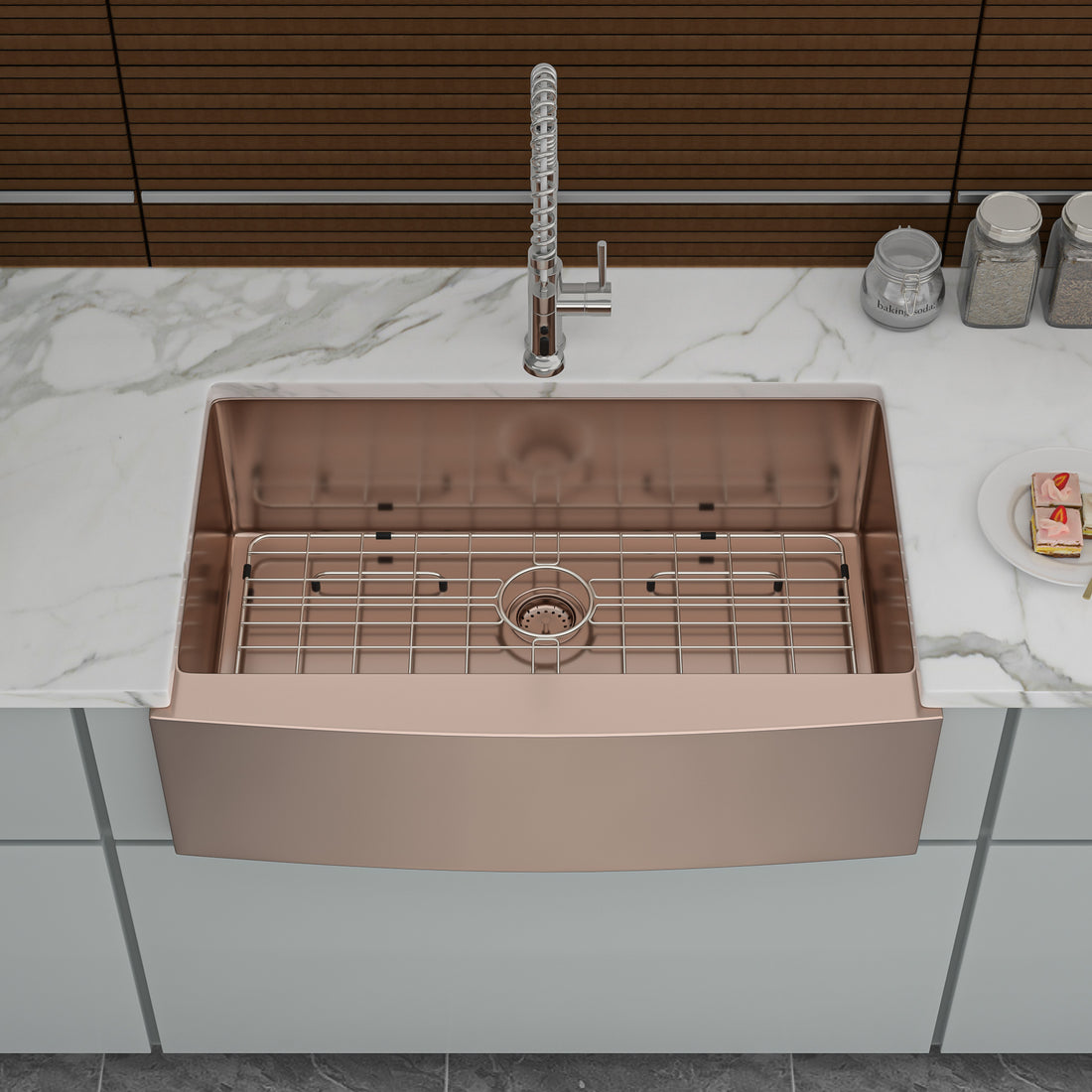 36 Rose Gold Farmhouse Sink 36 Inch Kitchen Sink Stainless Steel 16 Gauge Apron Front Kitchen Sink Rose Gold Stainless Steel