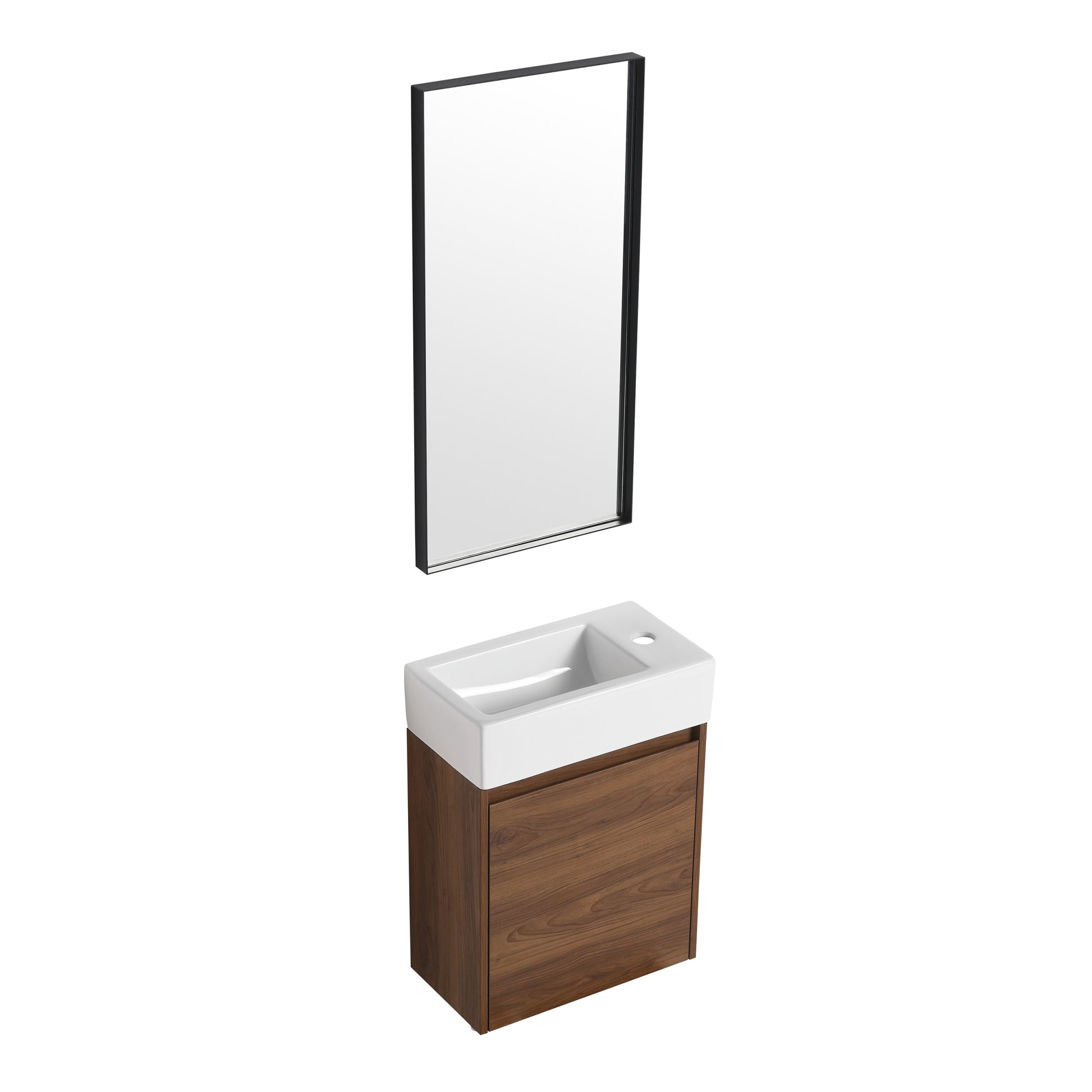 18 Inch Floating Small Bathroom Vanity With Single brown ebony-plywood