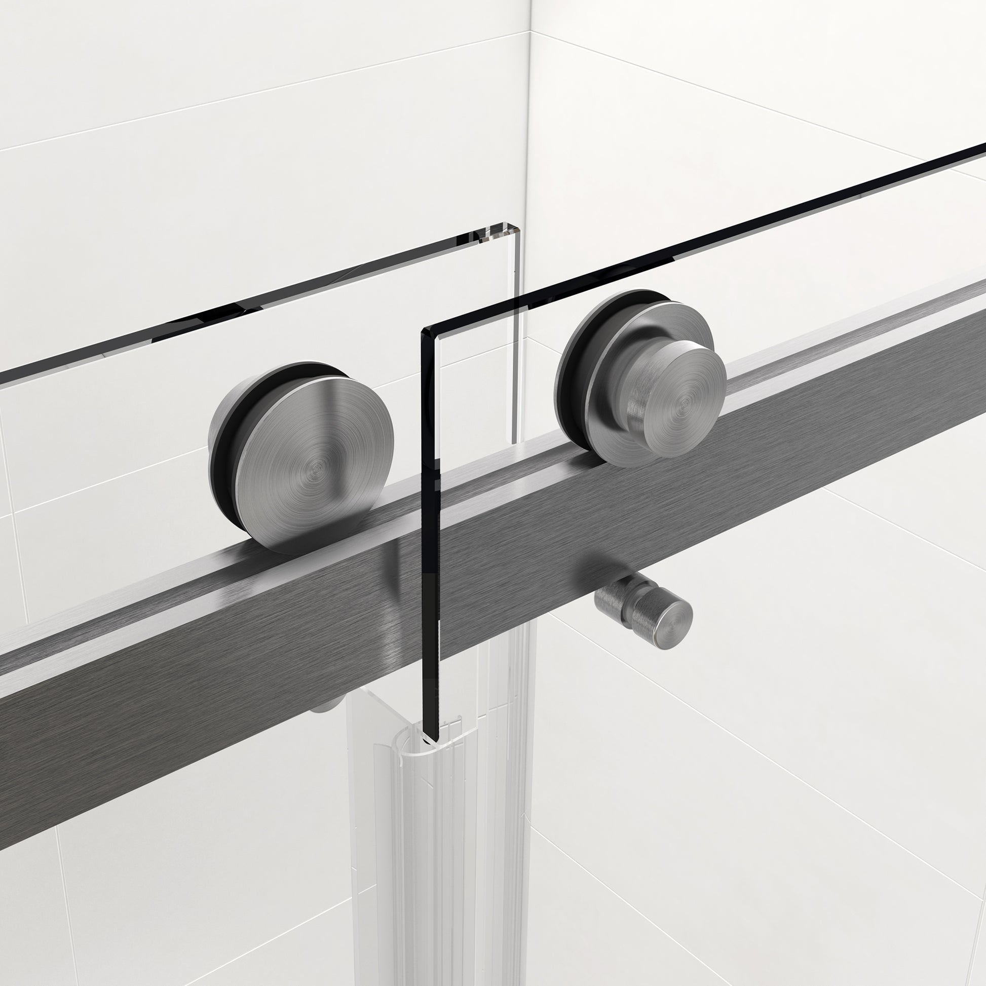 72*76" Double Sliding Frameless Shower Door Brushed Nickel Without Buffer Brushed Nickel Glass