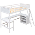 Twin Size Loft Bed With Shelves And Desk, Wooden Loft Bed With Desk White Old Sku:Lt000537Aak Twin White Solid Wood